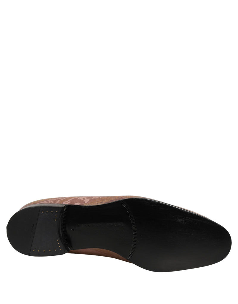 Dolce & Gabbana Pink Brocade Men Slip-On Dress Loafers