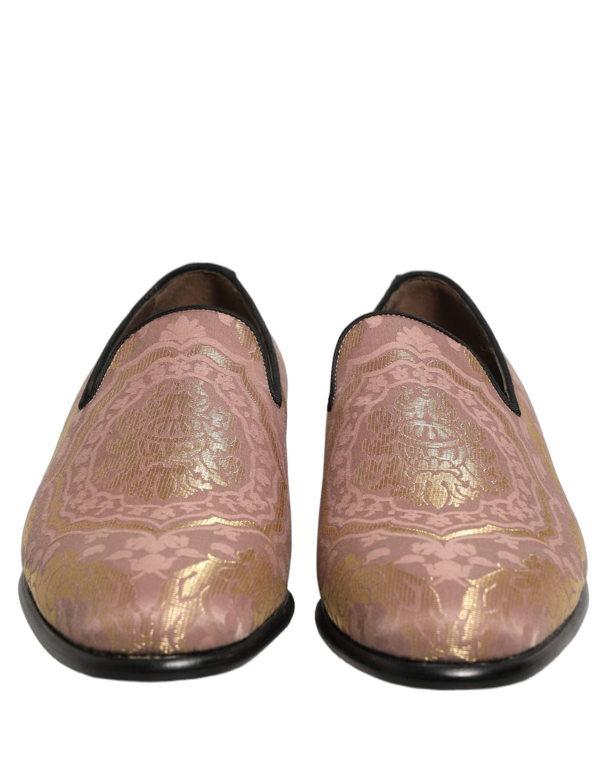 Dolce & Gabbana Pink Brocade Men Slip-On Dress Loafers