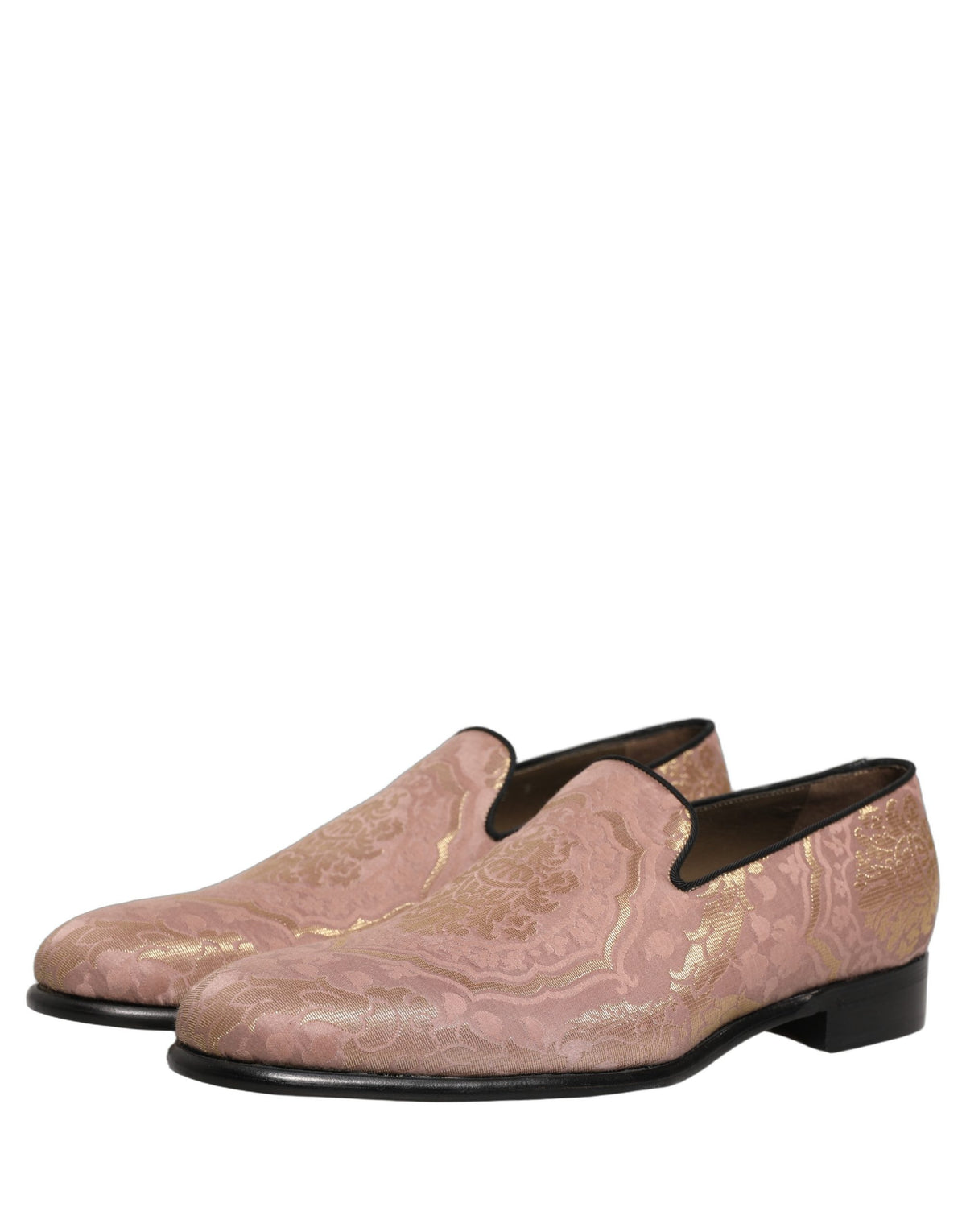 Dolce & Gabbana Pink Brocade Men Slip-On Dress Loafers