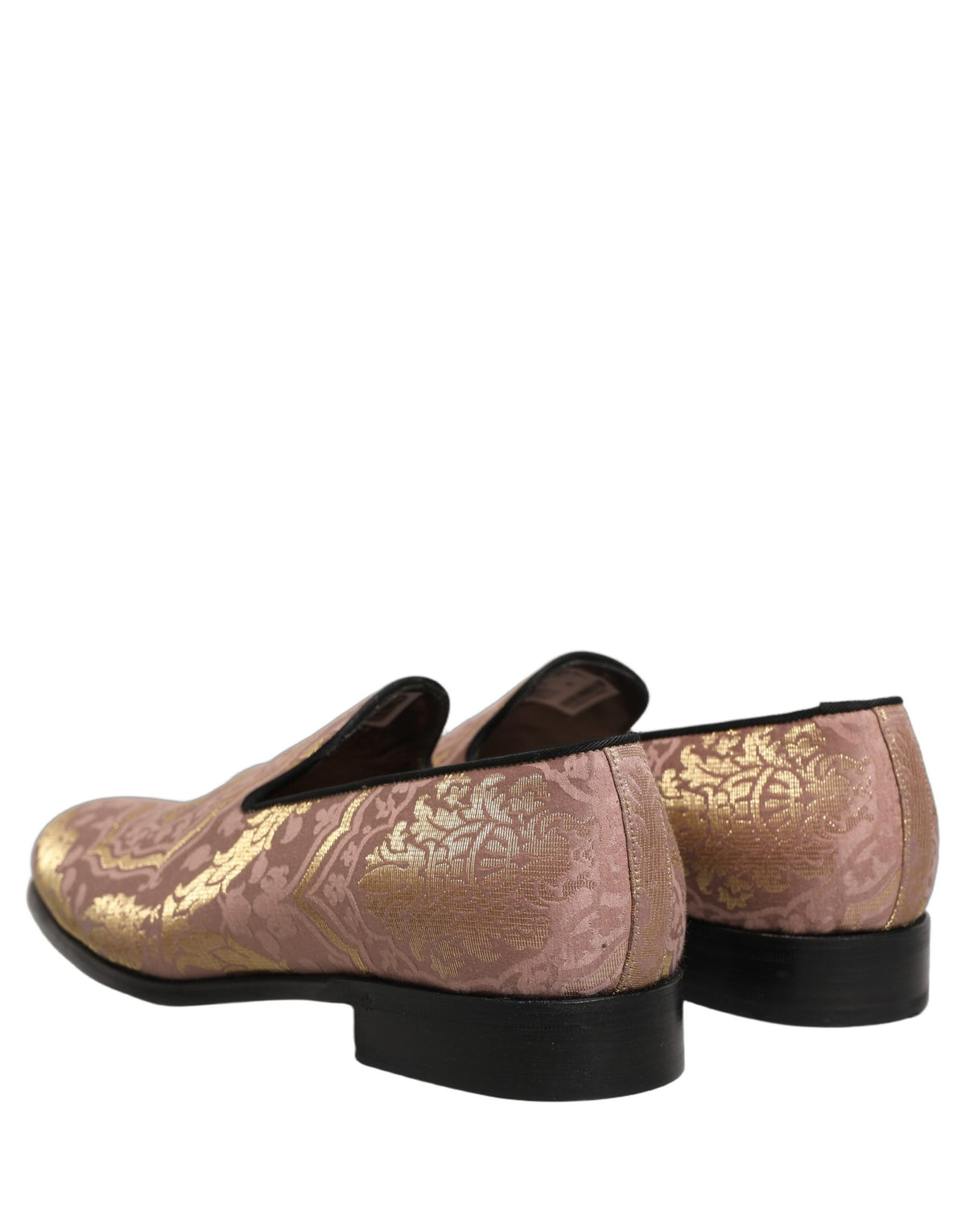 Dolce & Gabbana Pink Brocade Men Slip-On Dress Loafers