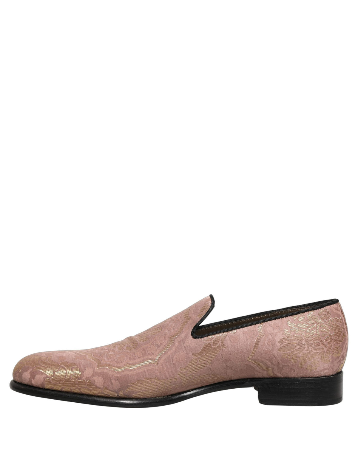 Dolce & Gabbana Pink Brocade Men Slip-On Dress Loafers