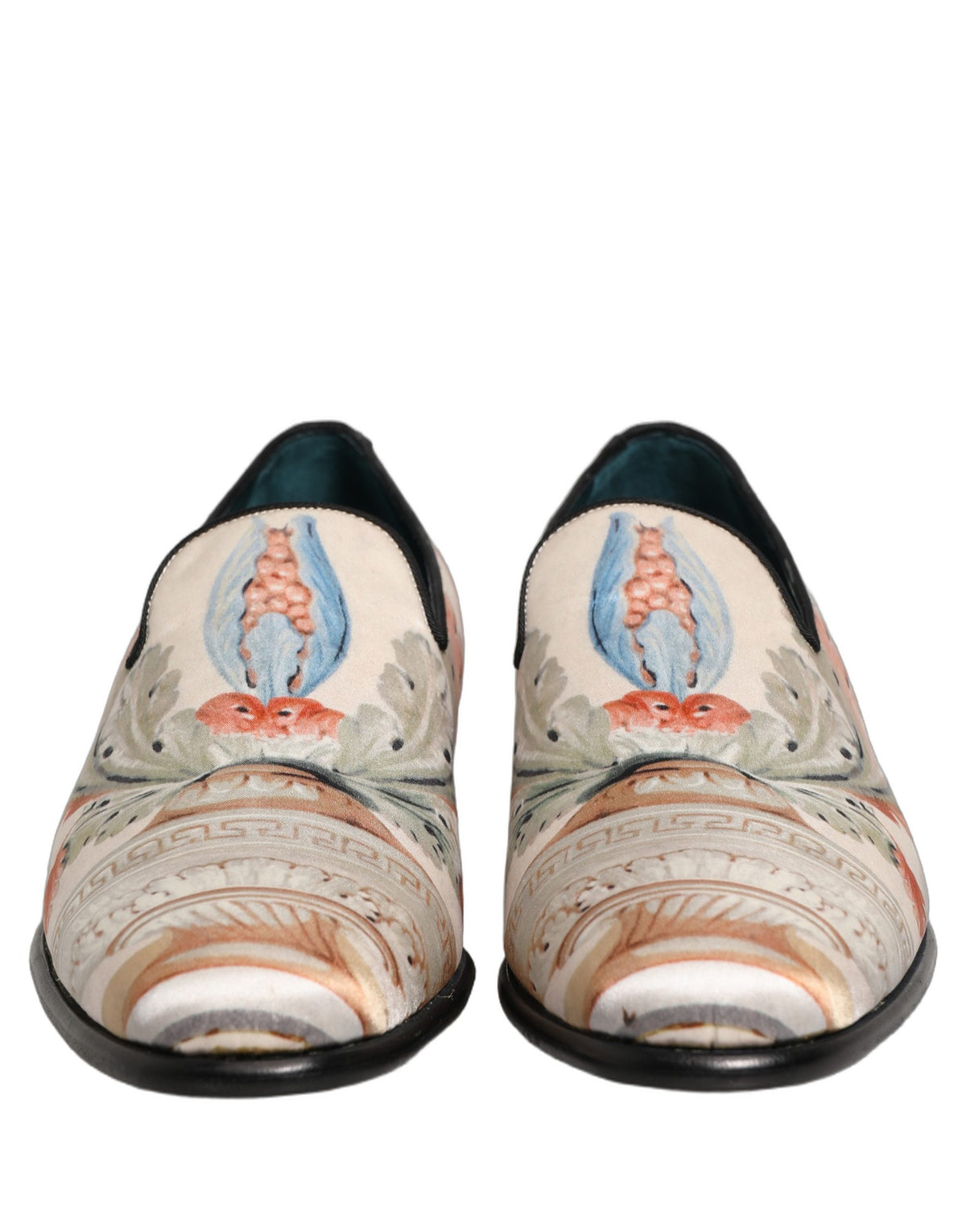 Dolce & Gabbana White Floral Vase Slip-On Dress Loafers