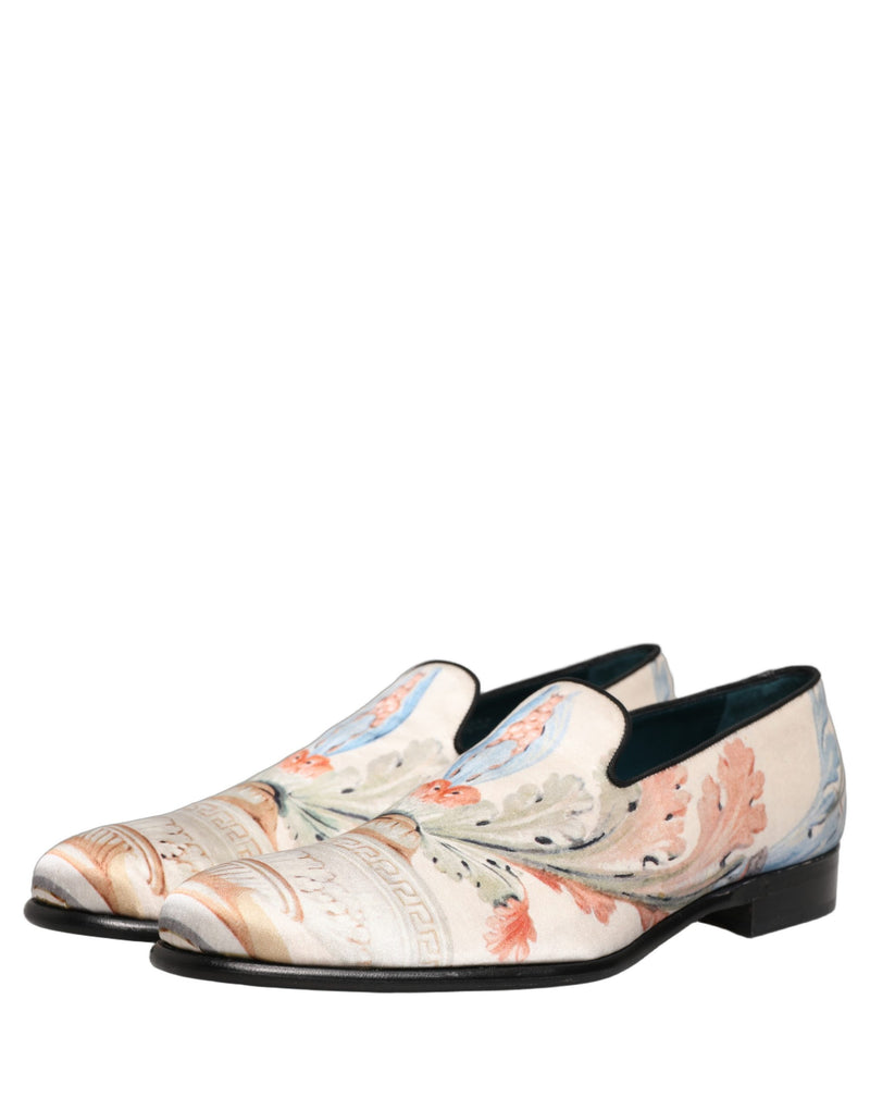Dolce & Gabbana White Floral Vase Slip-On Dress Loafers