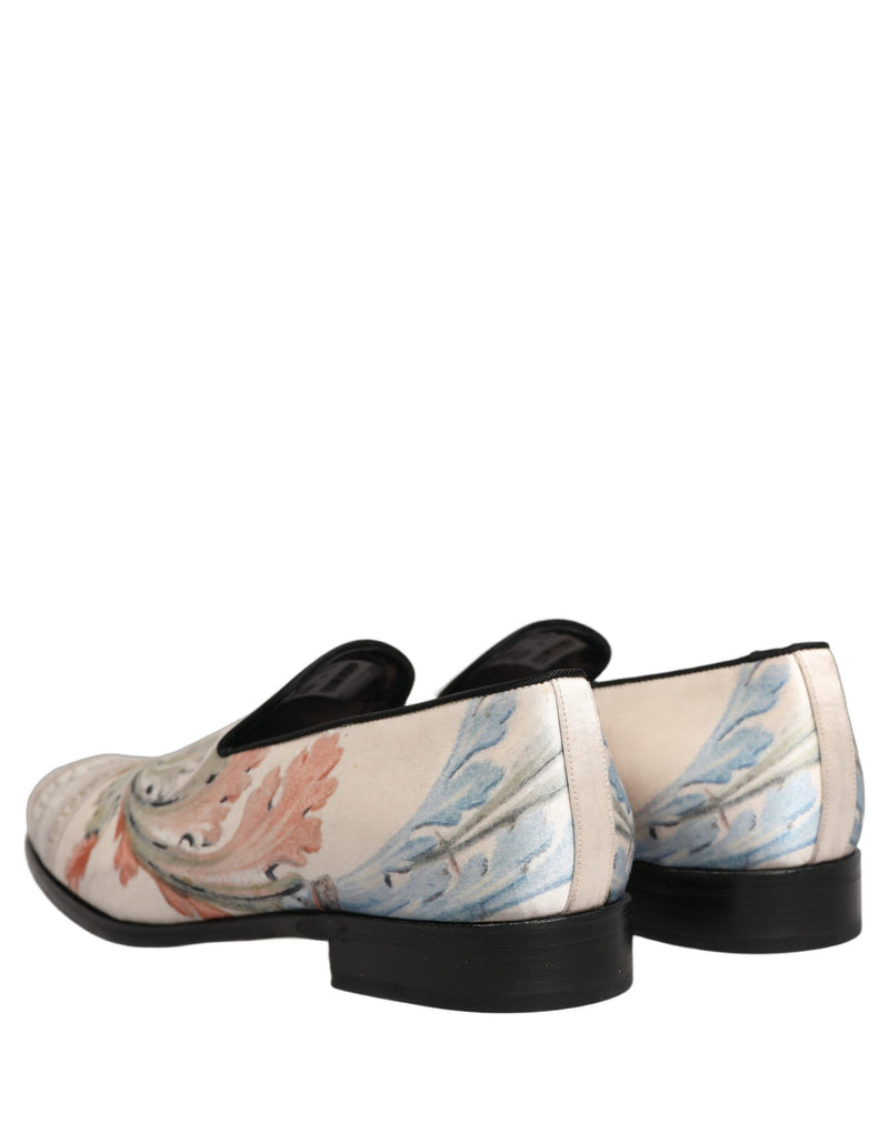 Dolce & Gabbana White Floral Vase Slip-On Dress Loafers