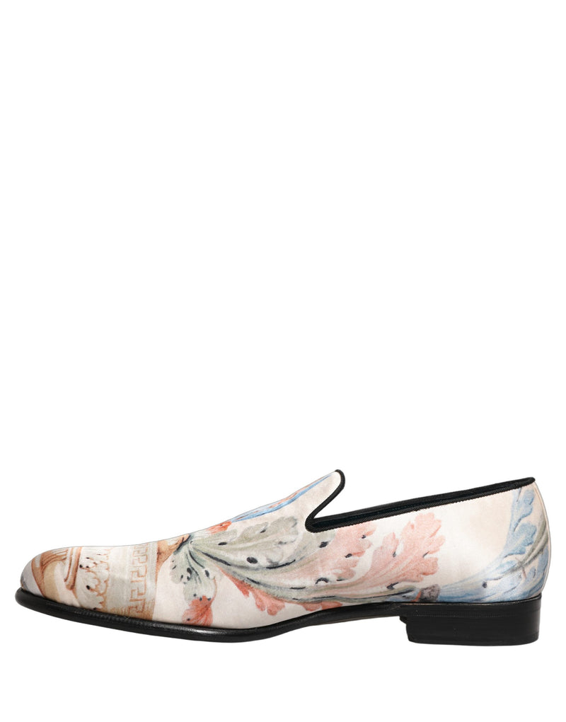 Dolce & Gabbana White Floral Vase Slip-On Dress Loafers