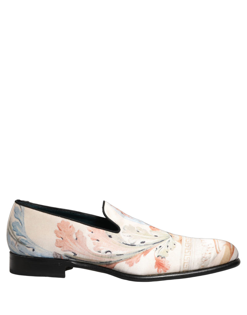 Dolce & Gabbana White Floral Vase Slip-On Dress Loafers