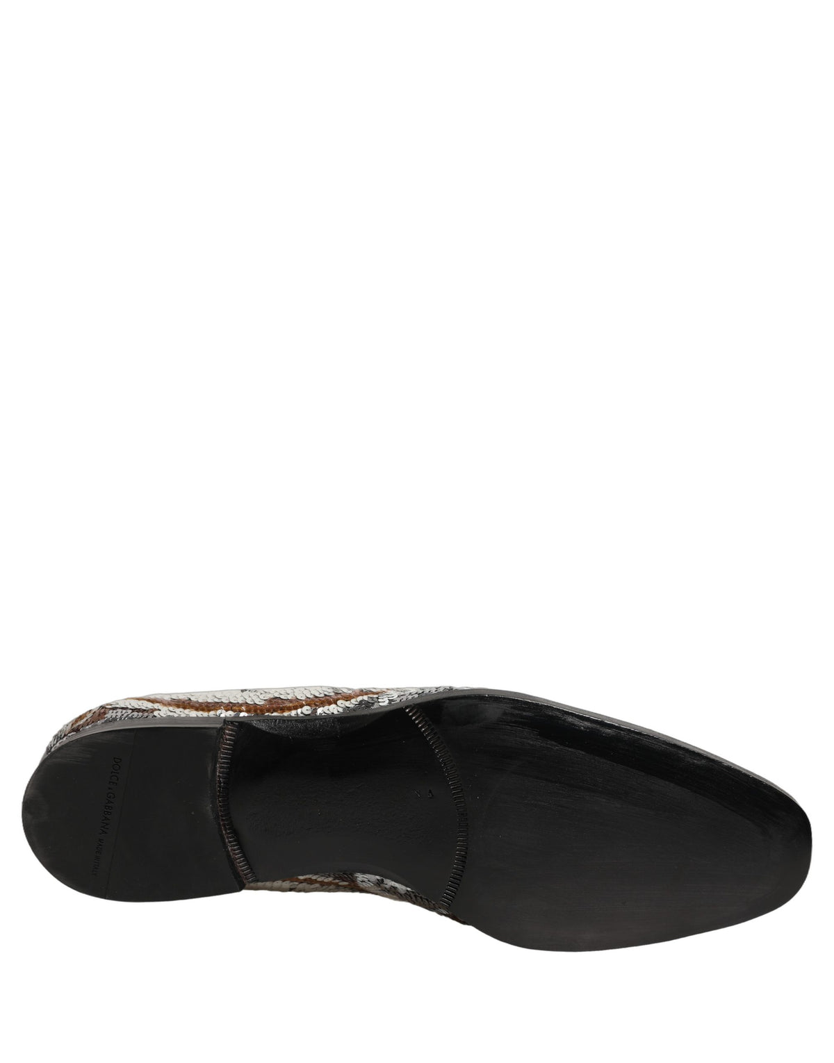 Dolce & Gabbana White Gold Sequined Slip-On Loafers