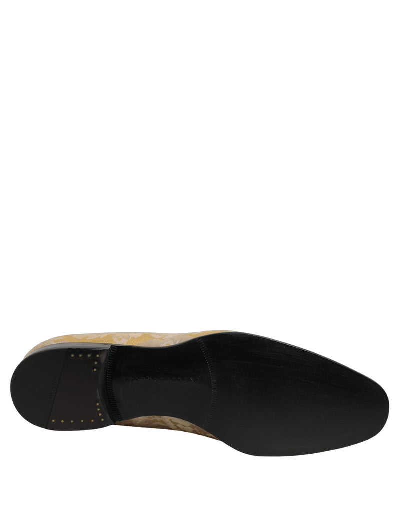 Dolce & Gabbana Gold Floral Print Jacquard Loafers for Men