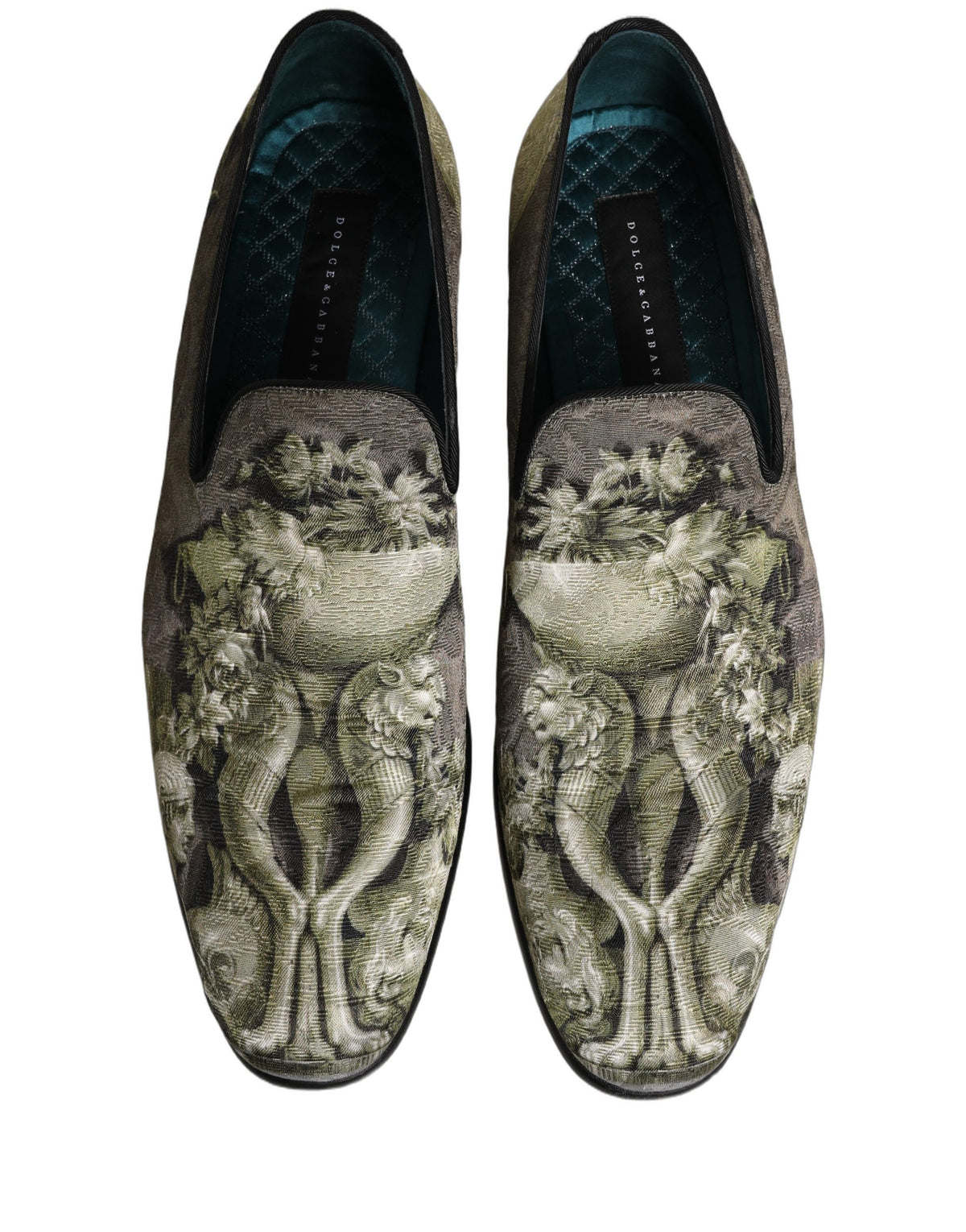 Dolce & Gabbana Brown Baroque Print Slip-On Loafers