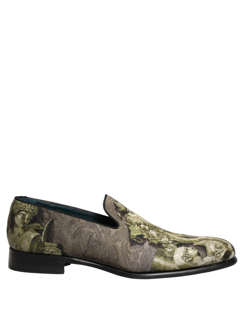 Dolce & Gabbana Brown Baroque Print Slip-On Loafers
