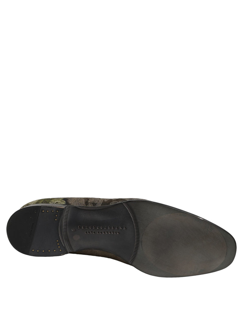 Dolce & Gabbana Brown Baroque Print Slip-On Loafers
