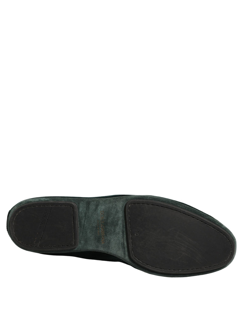 Dolce & Gabbana Green Velvet Slip-On Loafers for Men