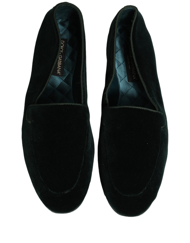 Dolce & Gabbana Green Velvet Slip-On Loafers for Men