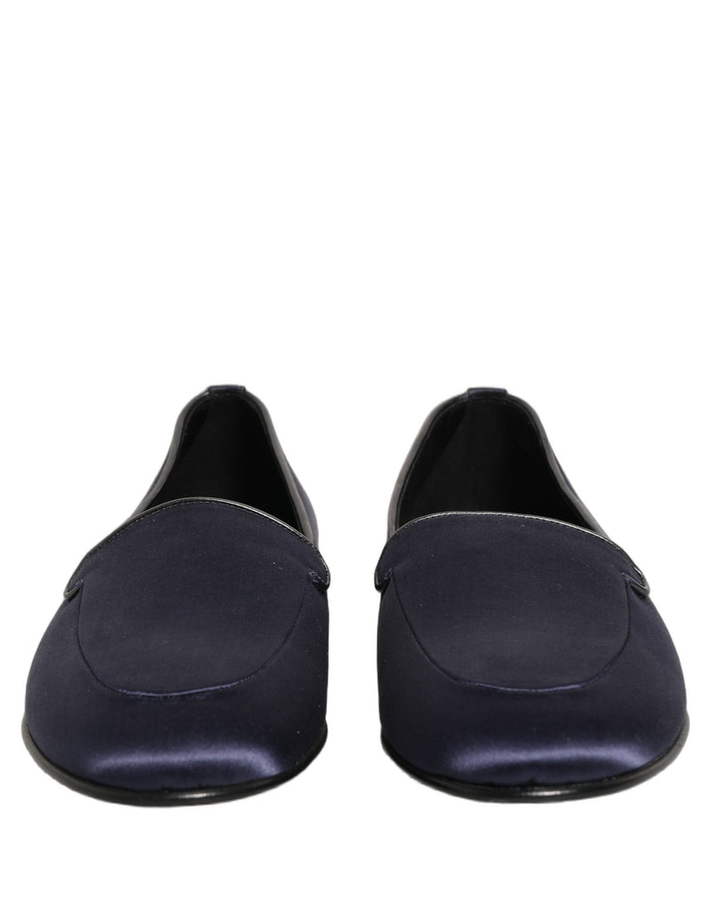 Dolce & Gabbana Blue Satin Logo Slip-On Loafers for Men