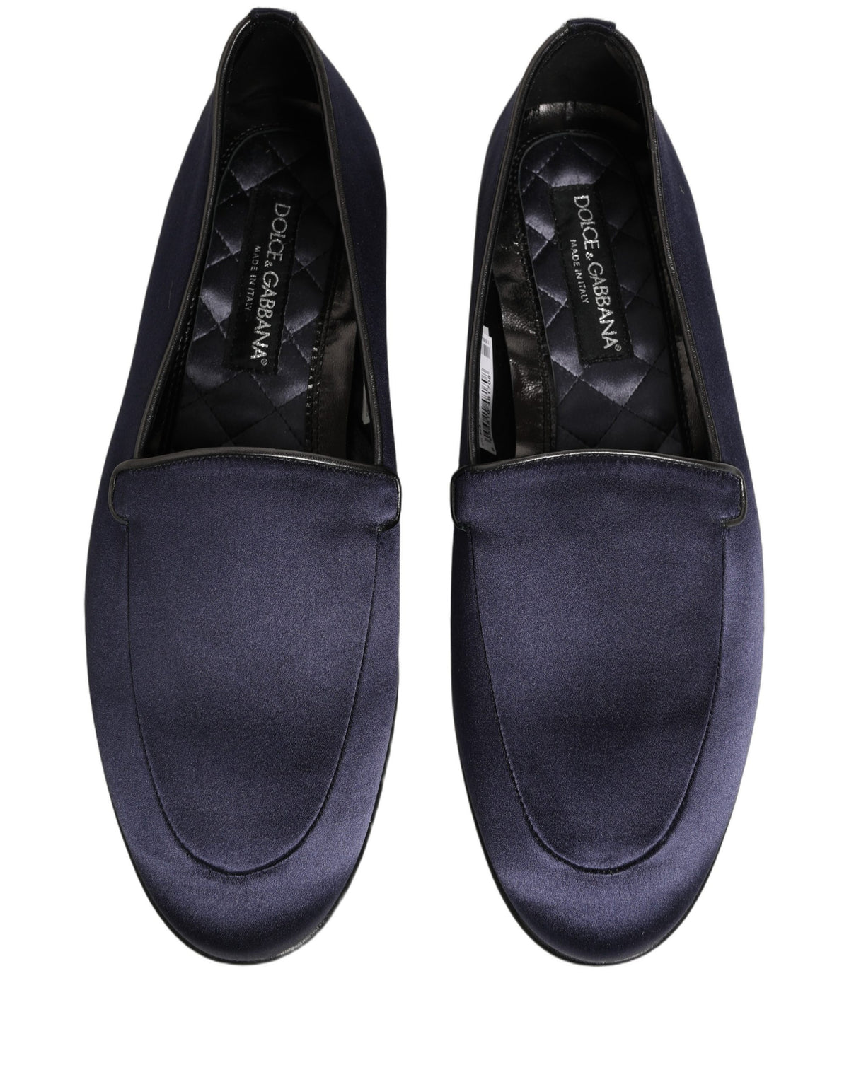 Dolce & Gabbana Blue Satin Logo Slip-On Loafers for Men
