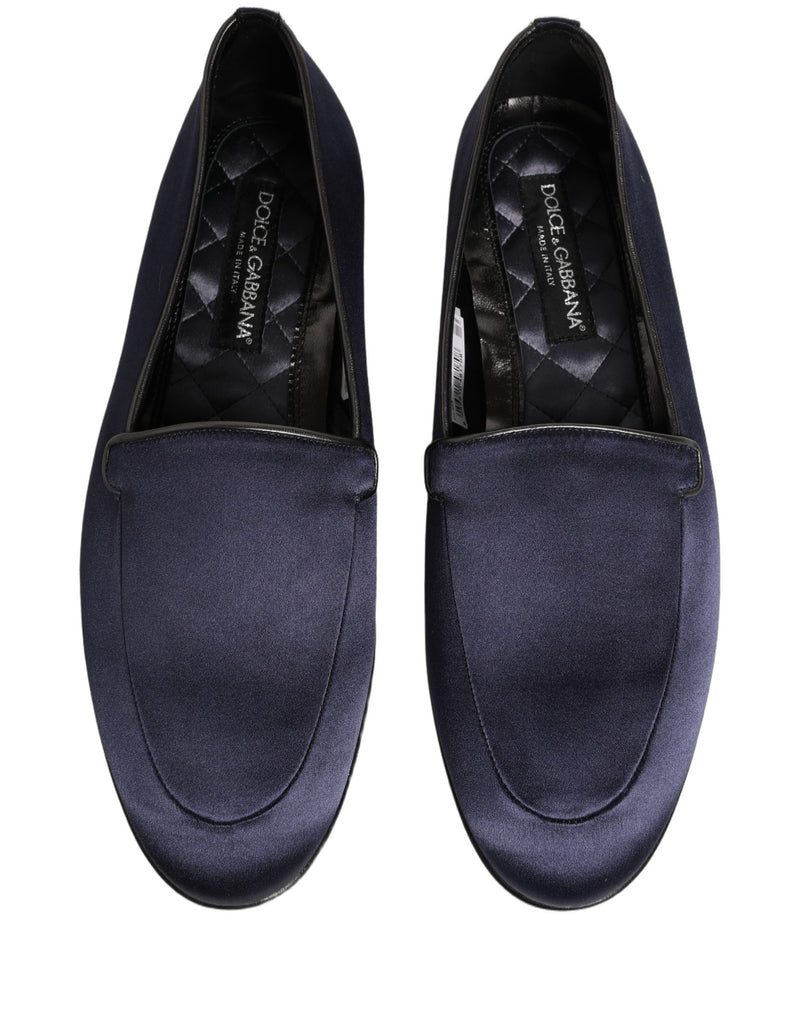 Dolce & Gabbana Blue Satin Logo Slip-On Loafers for Men
