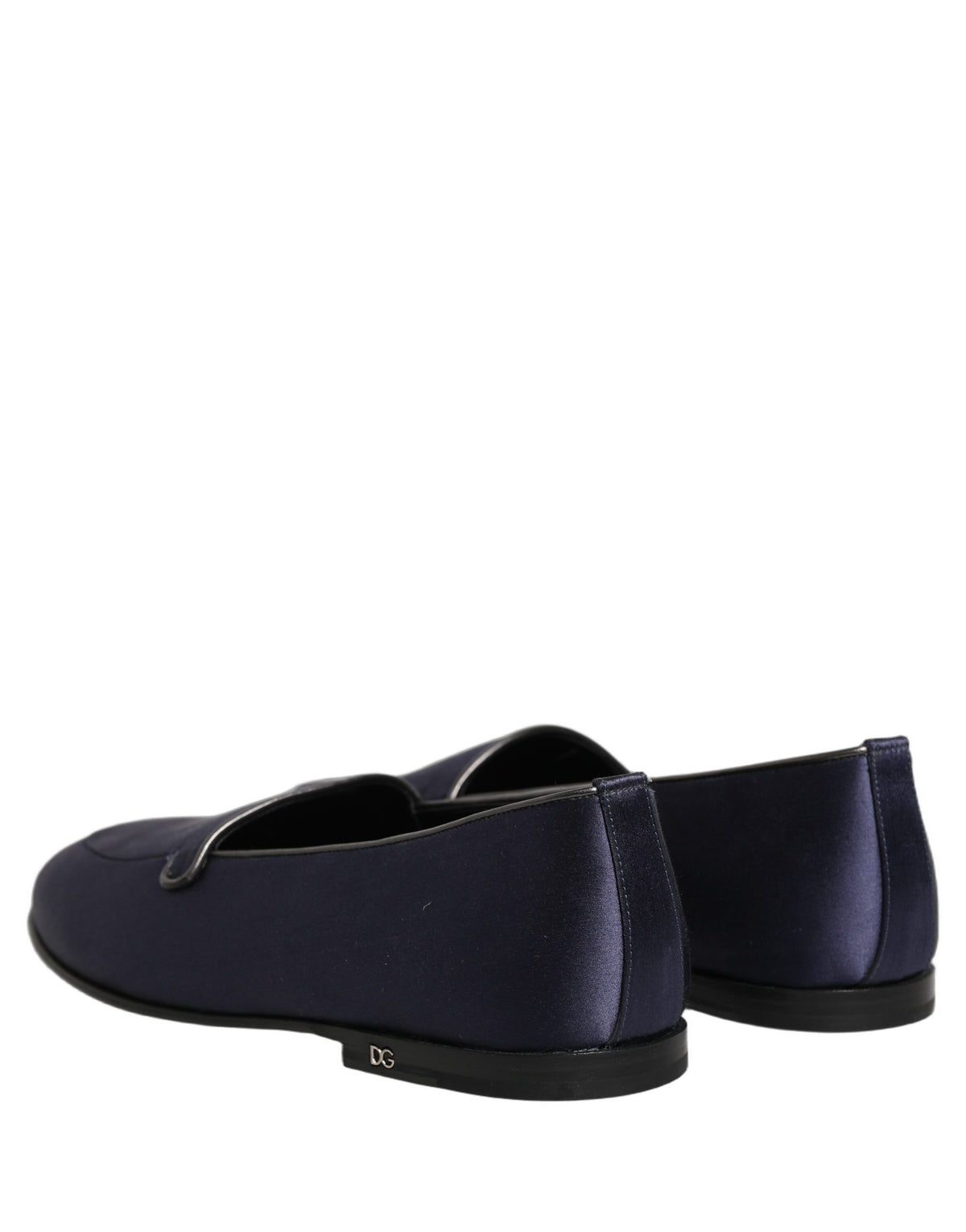 Dolce & Gabbana Blue Satin Logo Slip-On Loafers for Men