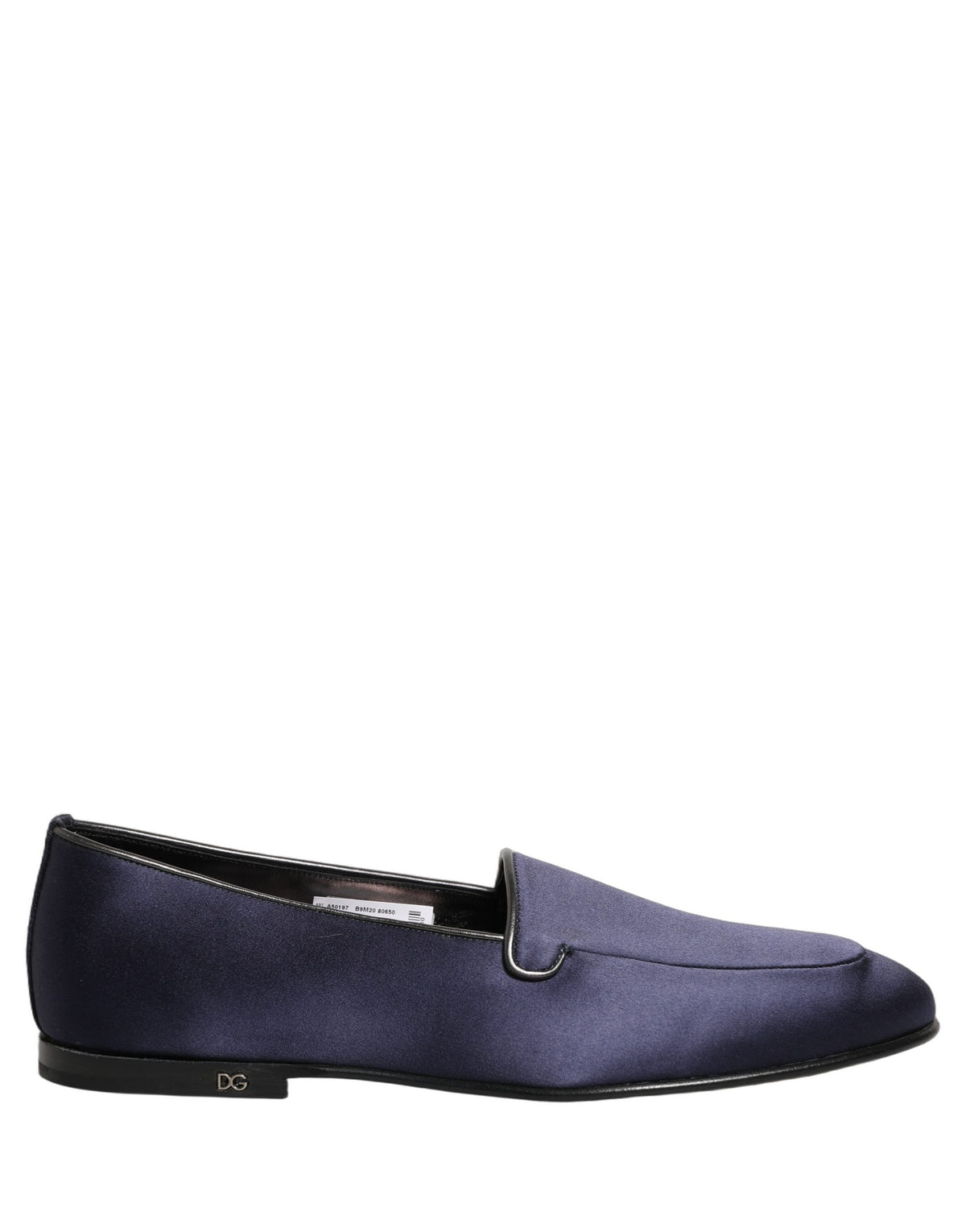 Dolce & Gabbana Blue Satin Logo Slip-On Loafers for Men