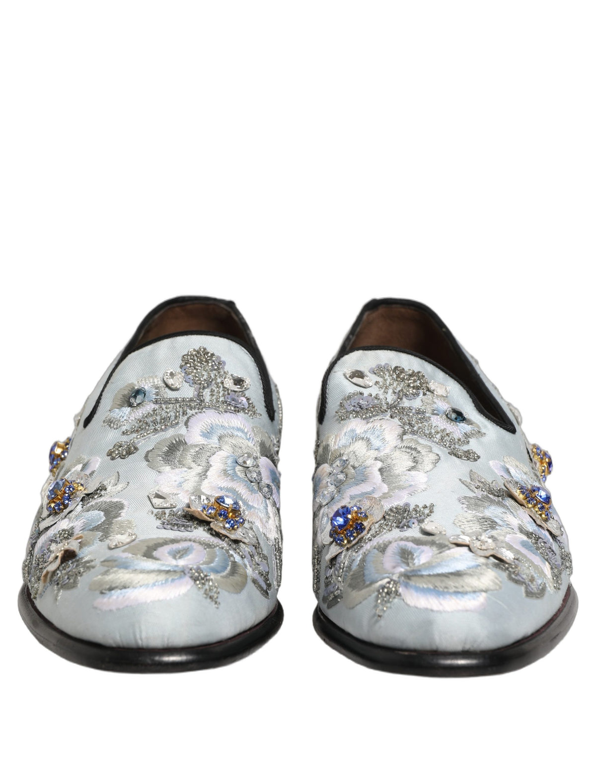 Dolce & Gabbana White Floral Embellished Loafers for Men