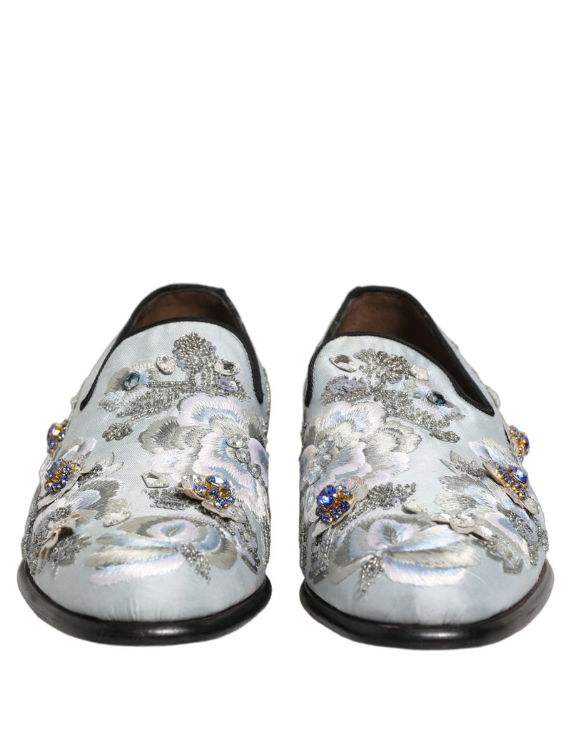 Dolce & Gabbana White Floral Embellished Loafers for Men
