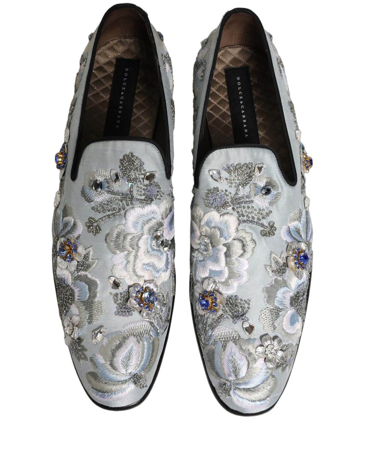 Dolce & Gabbana White Floral Embellished Loafers for Men