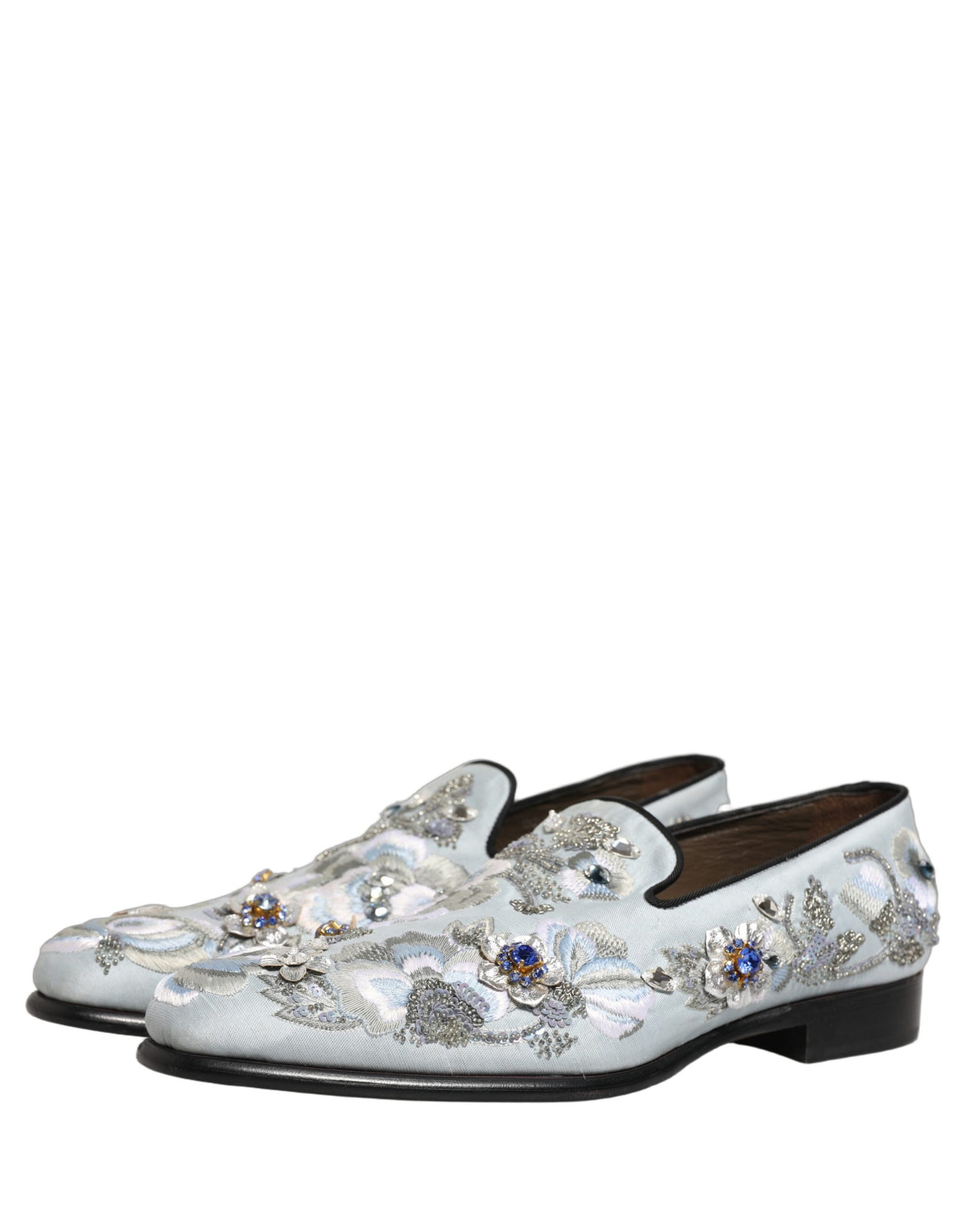 Dolce & Gabbana White Floral Embellished Loafers for Men