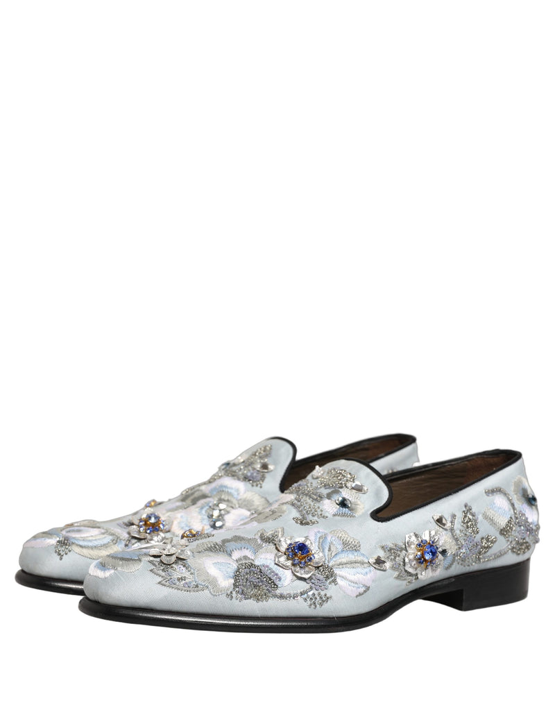 Dolce & Gabbana White Floral Embellished Loafers for Men