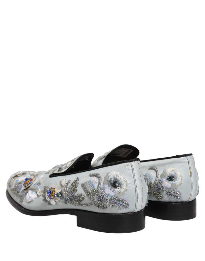 Dolce & Gabbana White Floral Embellished Loafers for Men
