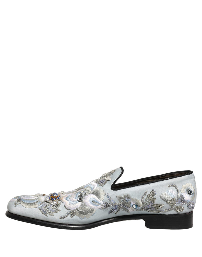 Dolce & Gabbana White Floral Embellished Loafers for Men