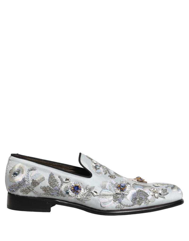 Dolce & Gabbana White Floral Embellished Loafers for Men
