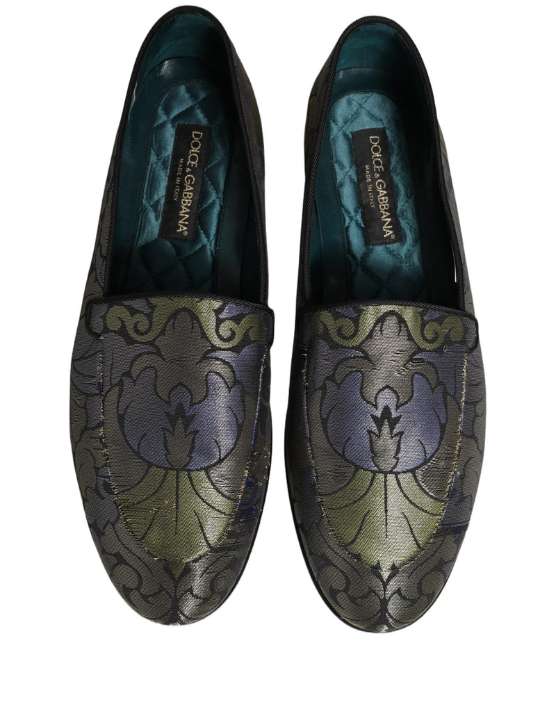 Dolce & Gabbana Multicolor Floral Jacquard Men Loafers Shoes