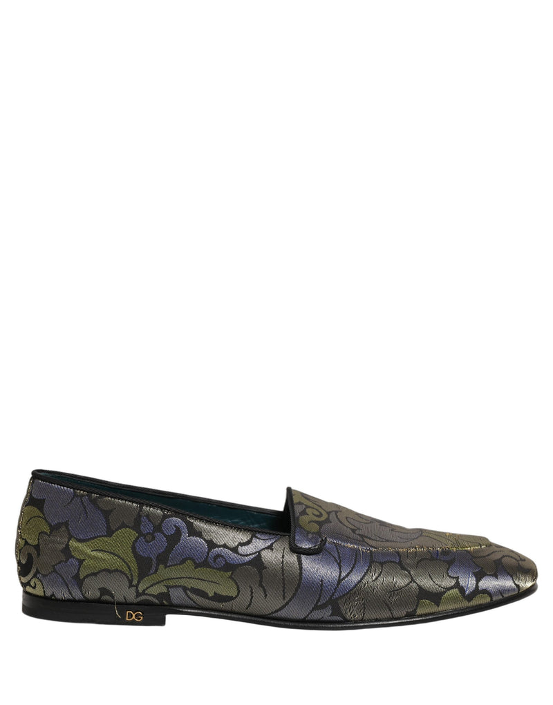 Dolce & Gabbana Multicolor Floral Jacquard Men Loafers Shoes