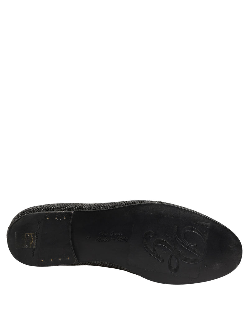 Dolce & Gabbana Black Crystal Embellished Loafers for Men
