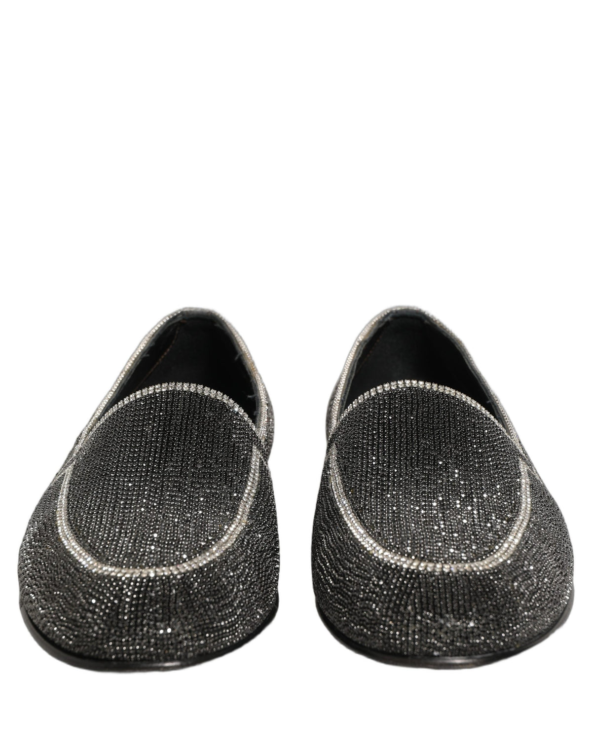 Dolce & Gabbana Black Crystal Embellished Loafers for Men