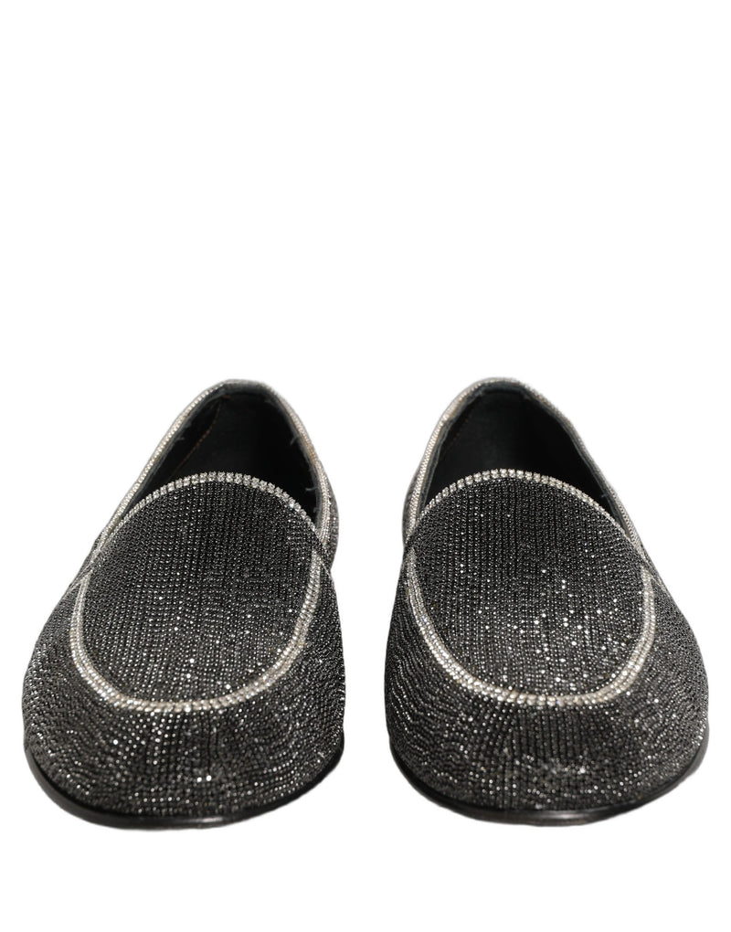 Dolce & Gabbana Black Crystal Embellished Loafers for Men