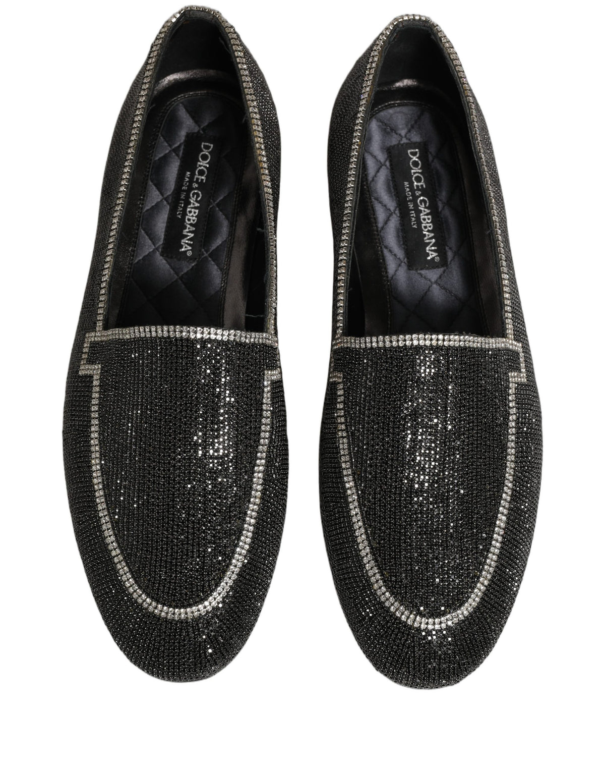 Dolce & Gabbana Black Crystal Embellished Loafers for Men