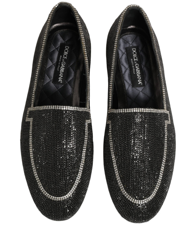 Dolce & Gabbana Black Crystal Embellished Loafers for Men