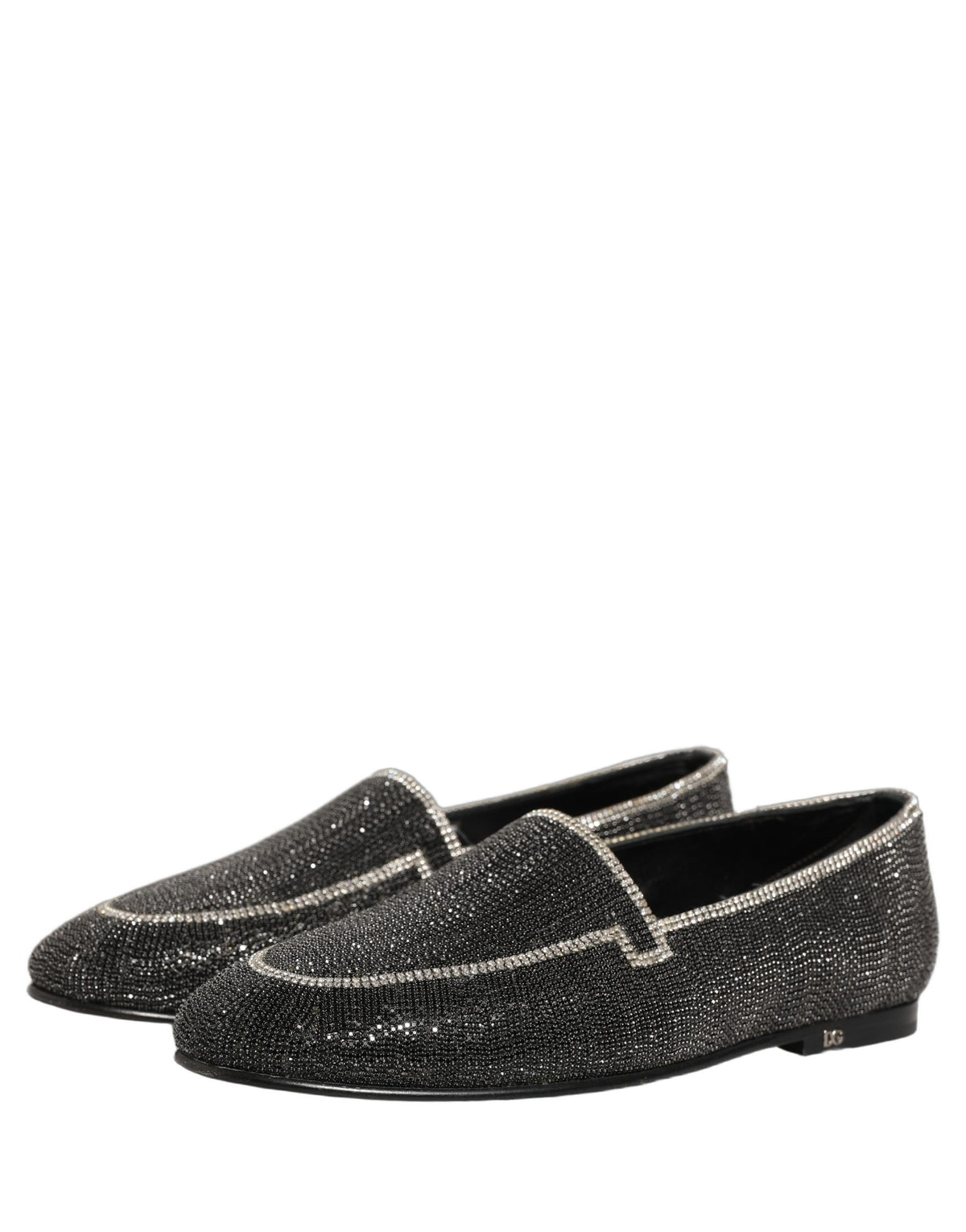 Dolce & Gabbana Black Crystal Embellished Loafers for Men