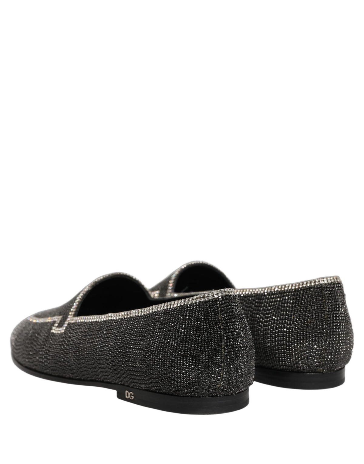 Dolce & Gabbana Black Crystal Embellished Loafers for Men