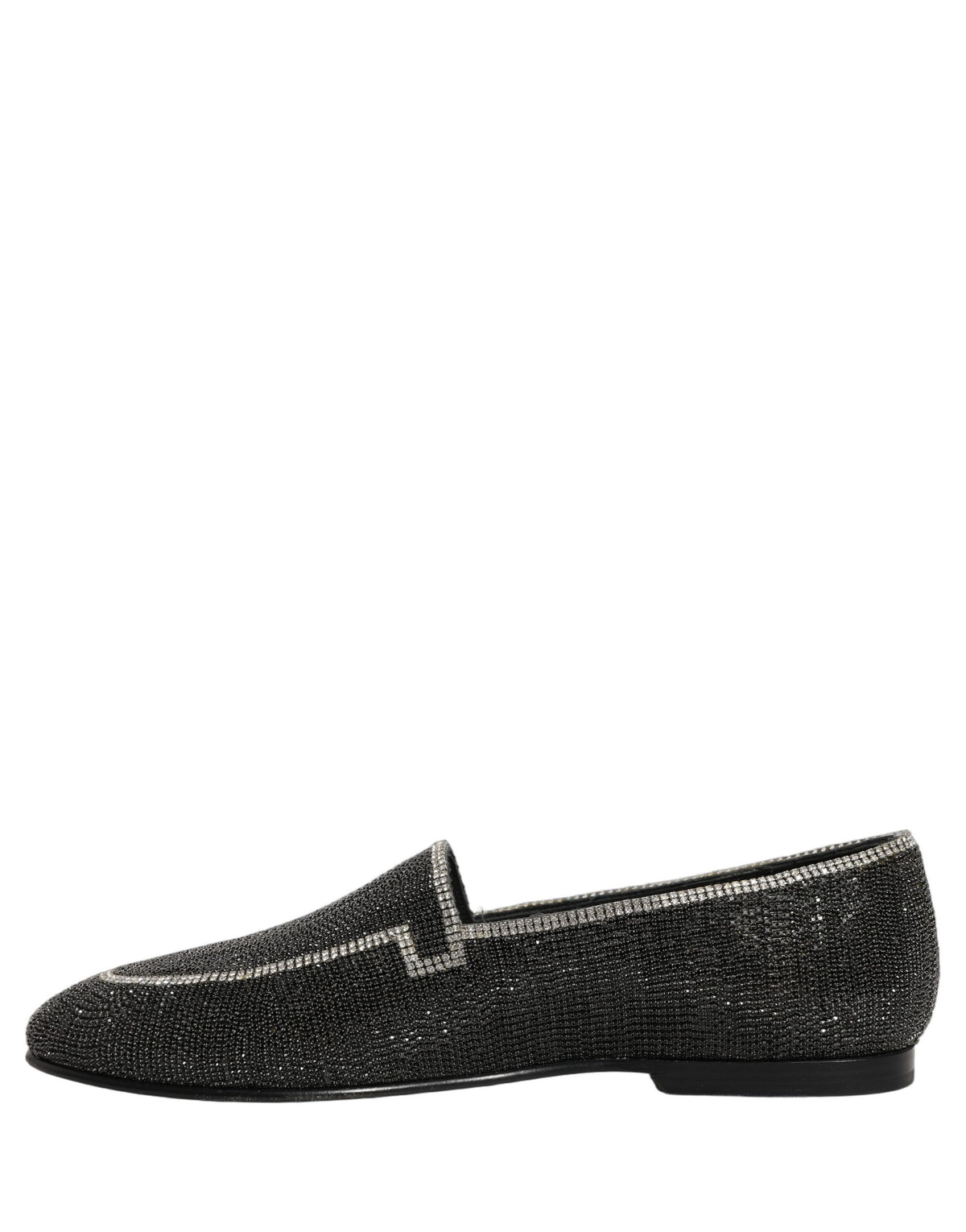 Dolce & Gabbana Black Crystal Embellished Loafers for Men