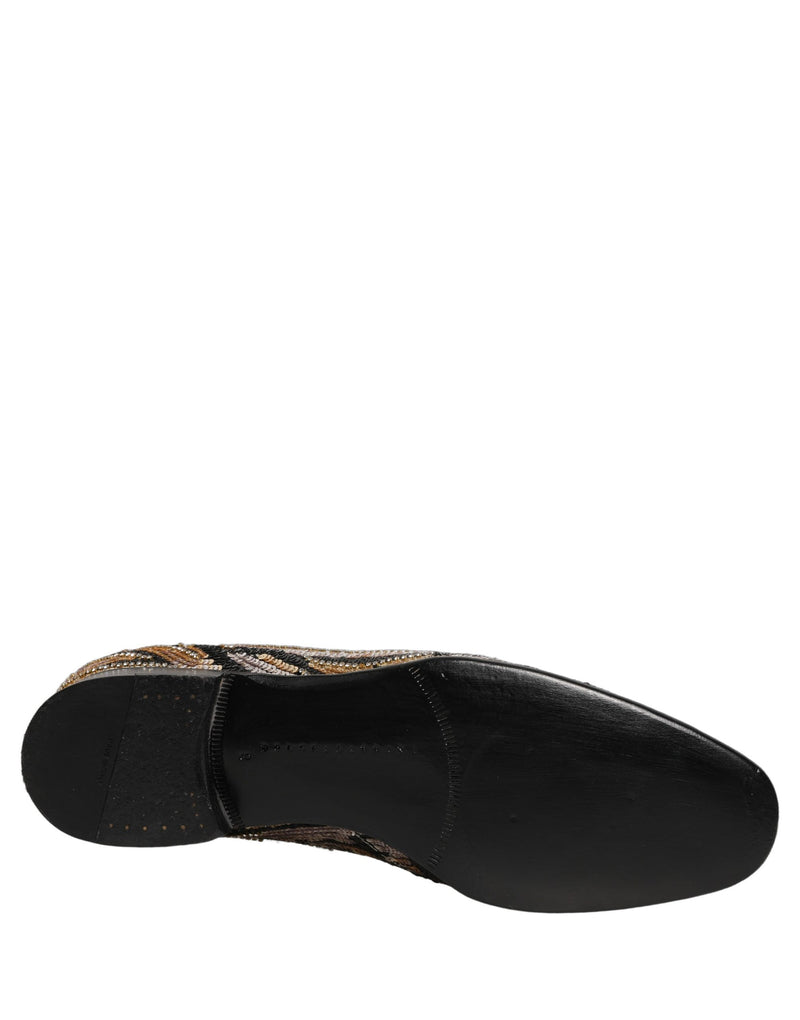 Dolce & Gabbana Gold Striped Sequin Loafers for Men