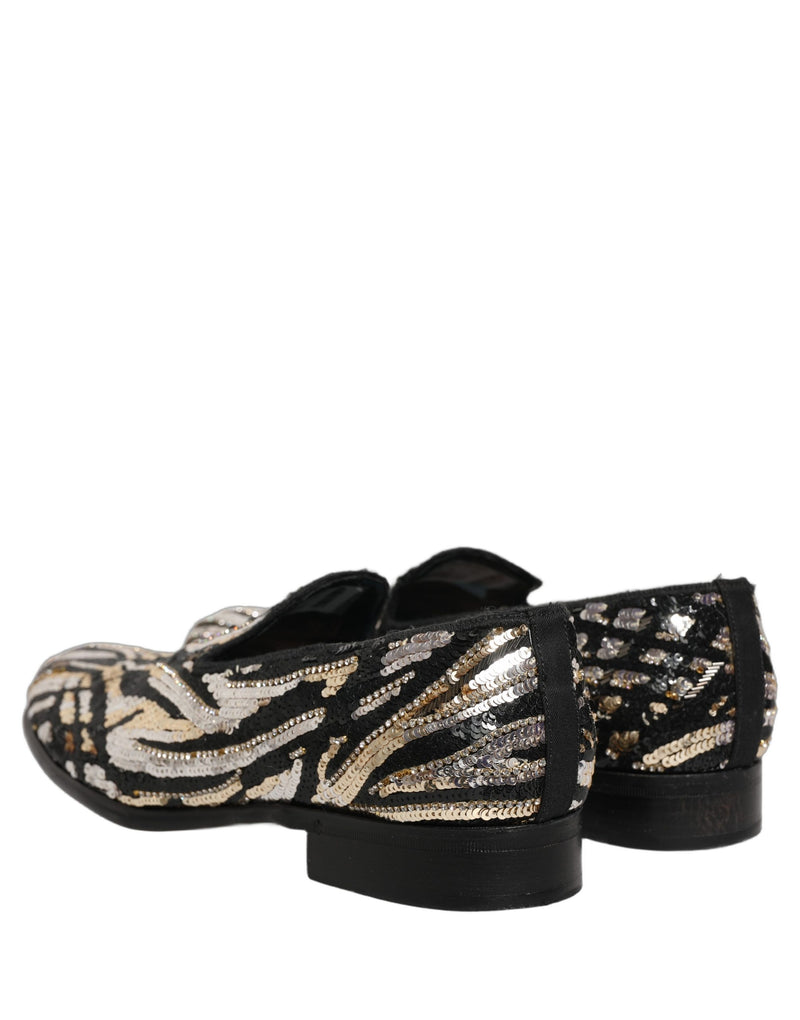 Dolce & Gabbana Gold Striped Sequin Loafers for Men