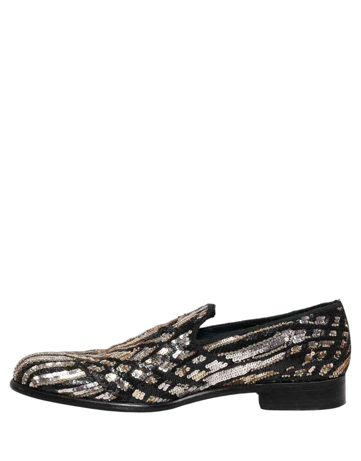 Dolce & Gabbana Gold Striped Sequin Loafers for Men