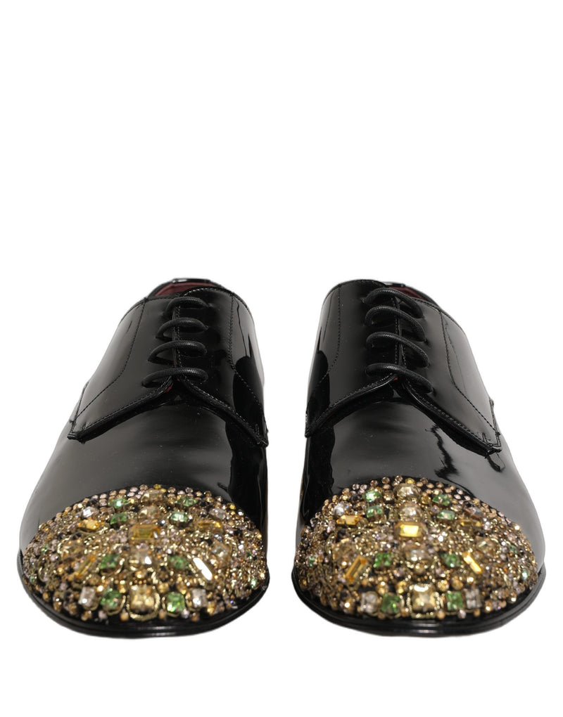 Dolce & Gabbana Black Embellished Derby Dress Shoes for Men