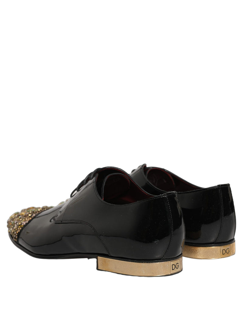 Dolce & Gabbana Black Embellished Derby Dress Shoes for Men