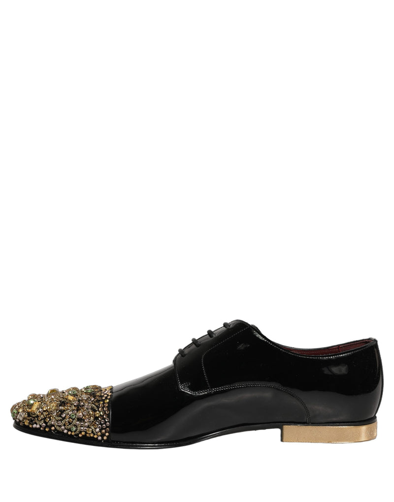 Dolce & Gabbana Black Embellished Derby Dress Shoes for Men