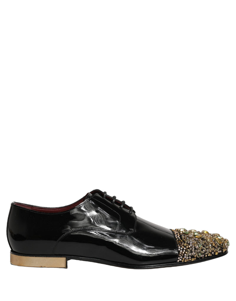 Dolce & Gabbana Black Embellished Derby Dress Shoes for Men