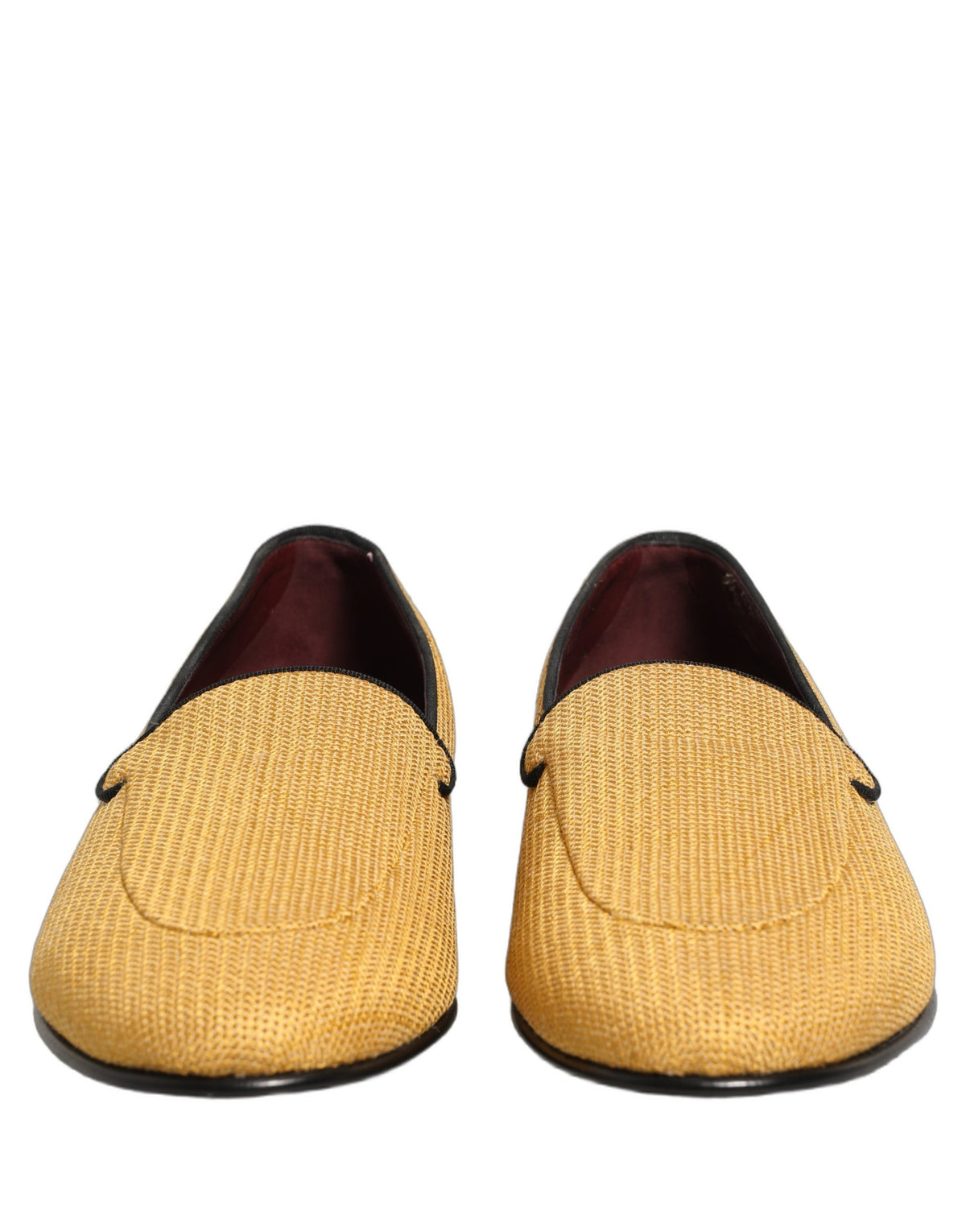 Dolce & Gabbana Yellow Woven Men Slip On Dress Loafers Shoes