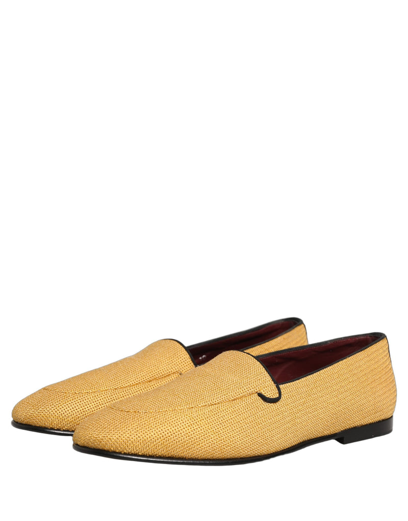 Dolce & Gabbana Yellow Woven Men Slip On Dress Loafers Shoes