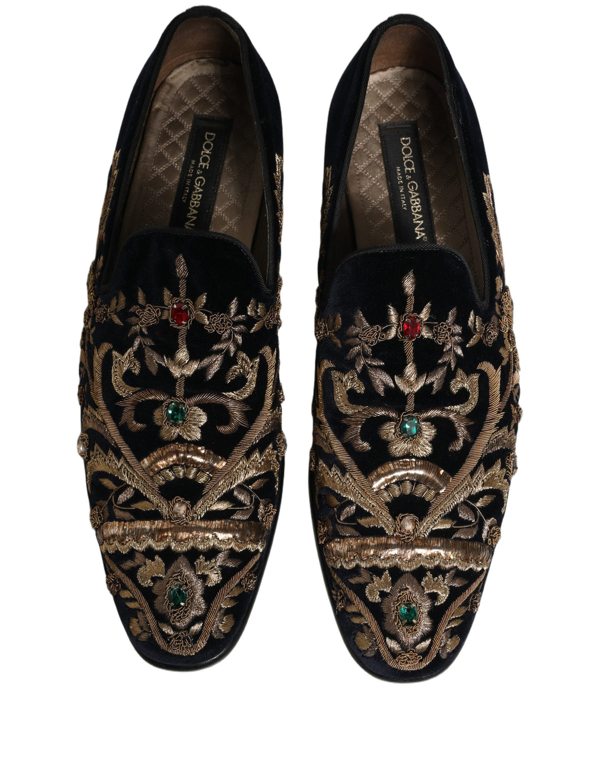 Dolce & Gabbana Black Velvet Embellished Dress Loafers